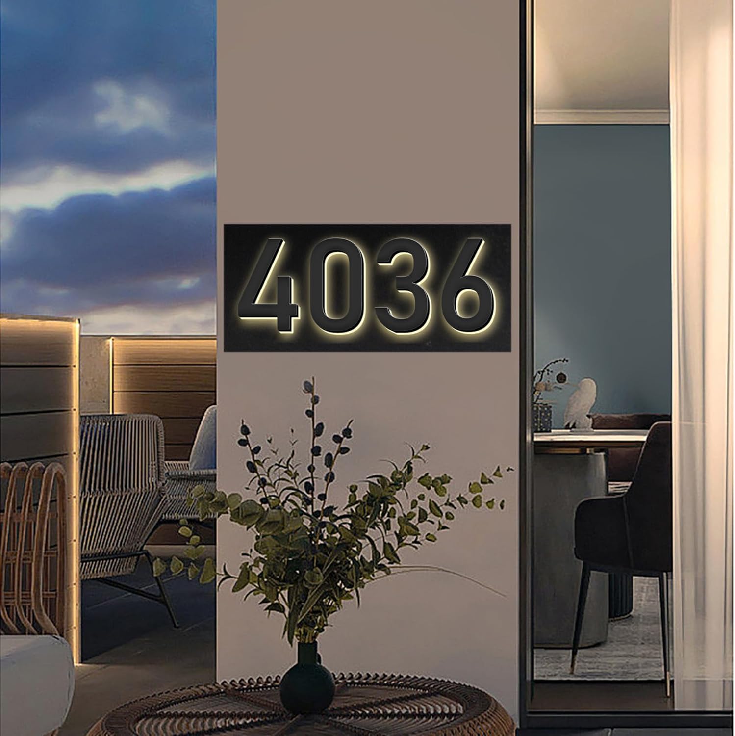 Backlit Illuminated LED House Numbers, Matte Black, Address Signs Lighted Plaque, Outdoor/Indoor, Modern, Weatherproof And Corrosion Resistant, Day & Night,20 Inch/50cm,2