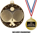 Ping Pong Medals, 2' Gold Table Tennis Medal Award with Free Custom Engraving