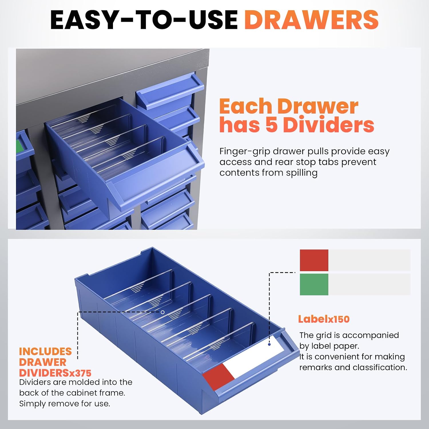 75 Drawers - Part Cabinet, Shelves & Label Stickers - Bolt and Nut Organizer Bolt Bin Cabinets, Durable Steel Tool Storage Cabinet for Garage/Workshop Small Parts/Hardware Organization
