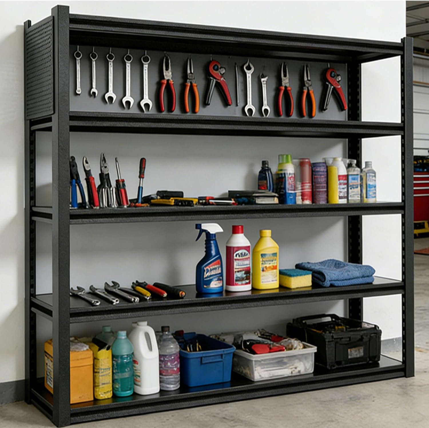 Garage Shelving Units,59' Wide Heavy Duty 5-Tier Metal Storage Shelf with Adjustable Shelves,3000lb Capacity Industrial Shelving for Garage Organization,Basement Storage,WorkshopWarehouse