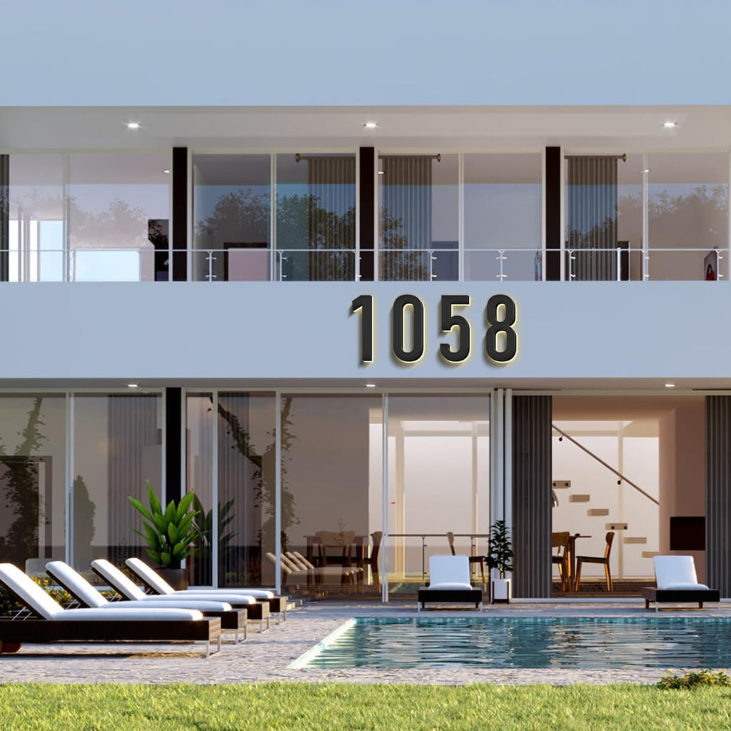 Illuminated House Address Numbers Signs, Stainless Steel,Up-Scale Modern Look, Backlit LED Illuminated Home Address Number, Lighted House Numbers For Outside,18 Inch/450mm,0
