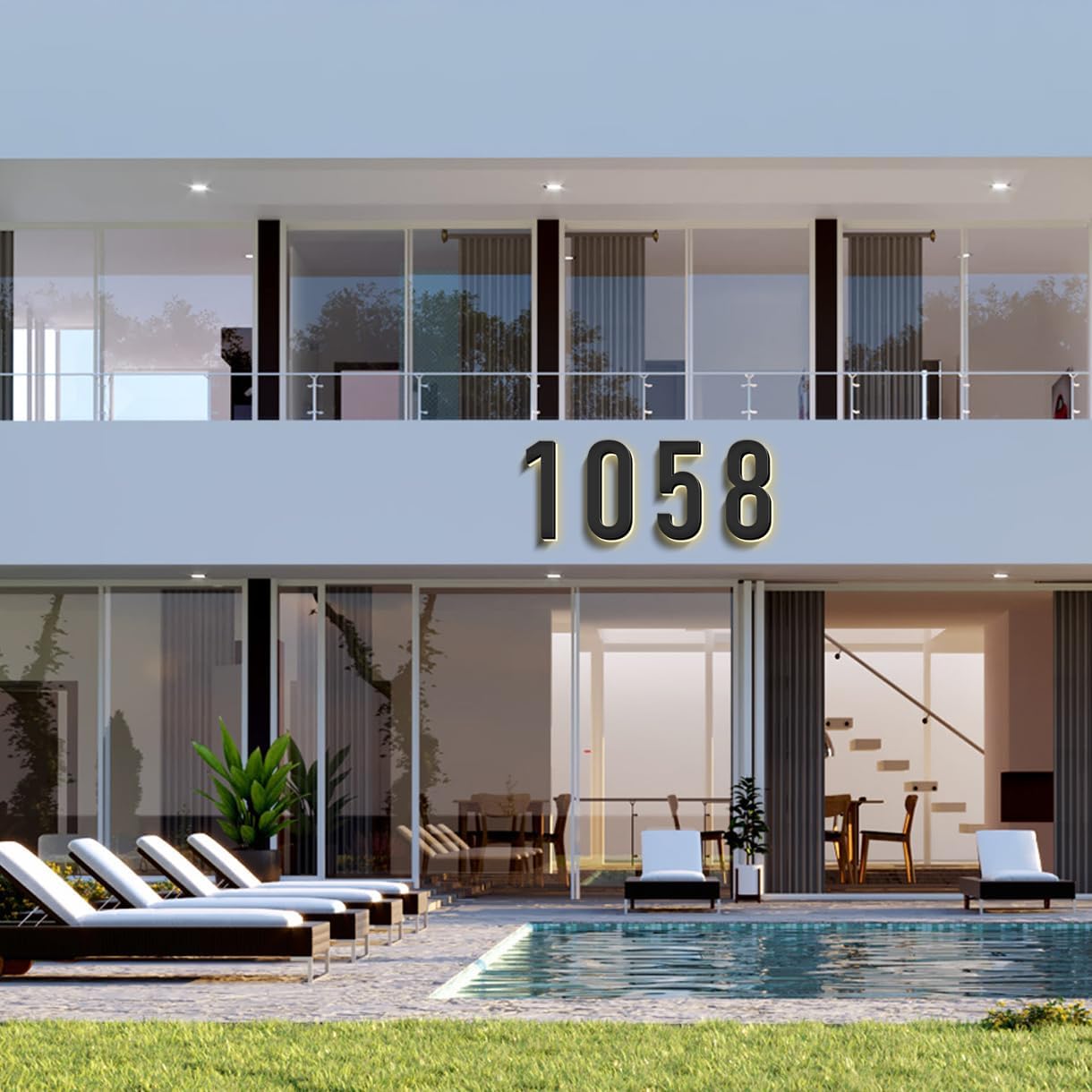 Illuminated House Address Numbers Signs, Stainless Steel,Up-Scale Modern Look, Backlit LED Illuminated Home Address Number, Lighted House Numbers For Outside,18 Inch/450mm,3