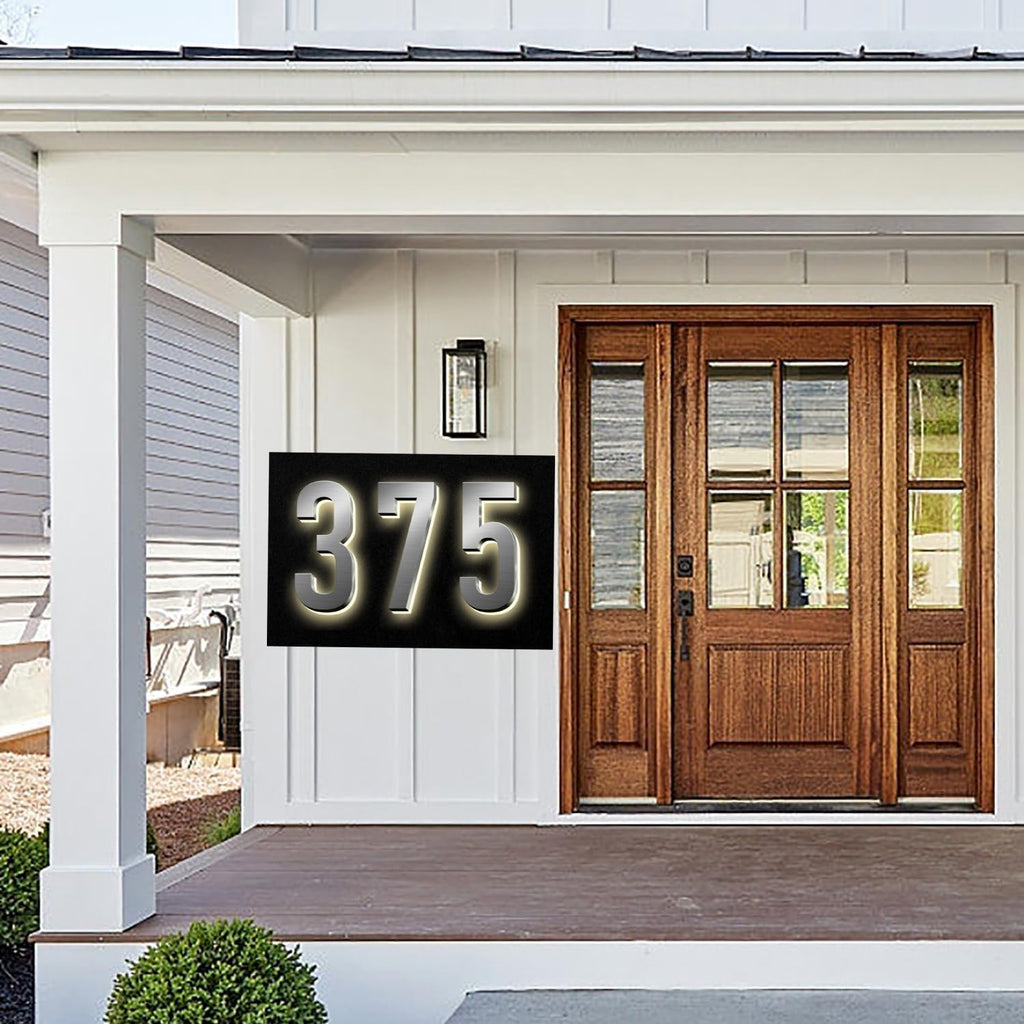 Backlit LED Illuminated Home Address Numbers, Up-Scale Modern Look, Stainless Steel Hand-Polished Waterproof For House Address Signs, Lighted House Numbers For Outside,18 Inch/450mm,8