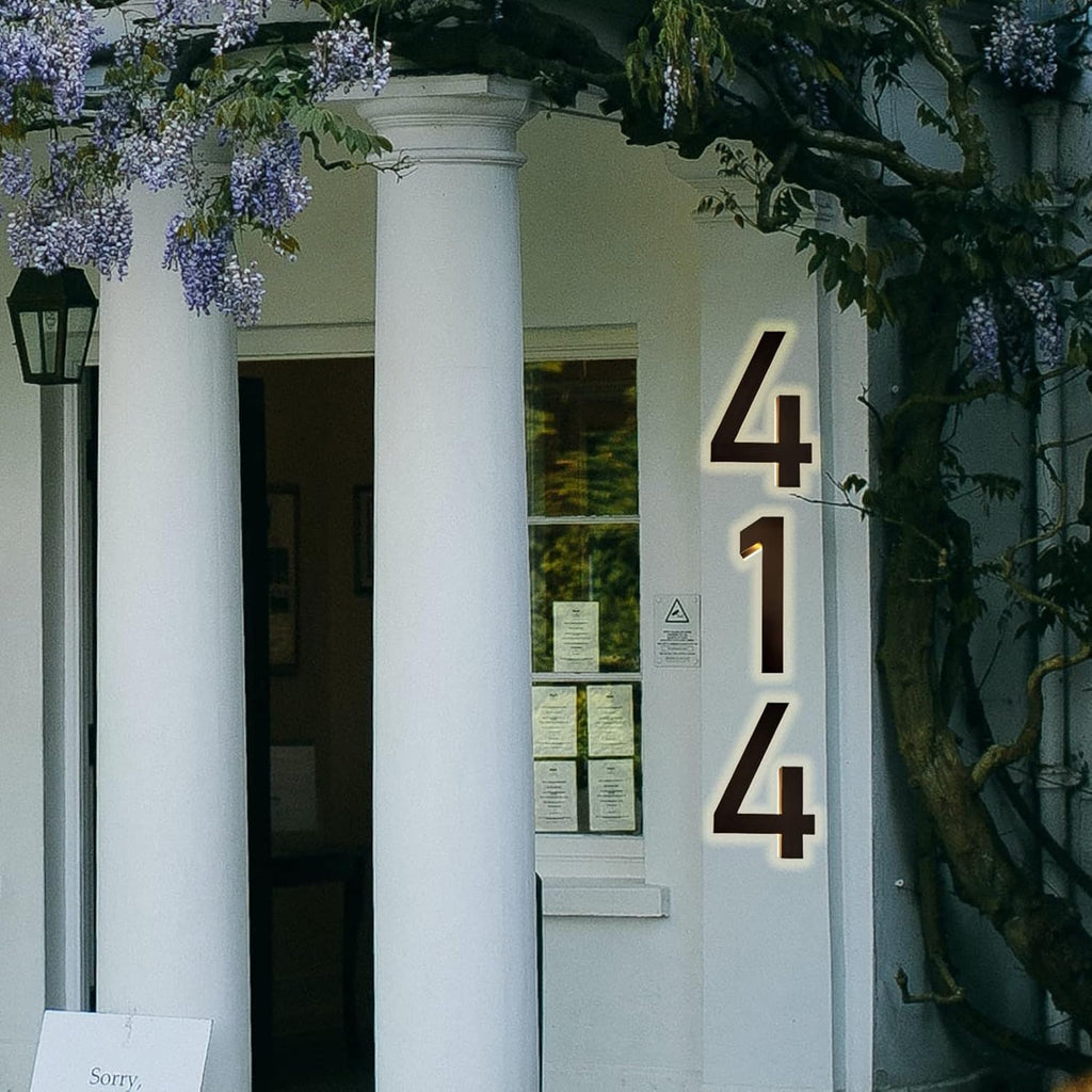 18' Backlit LED Home Address Number, Lighted Up House Numbers Plaques For Outside, Steel House Numbers Plaques With Lights For DIY Yard Outdoor,H