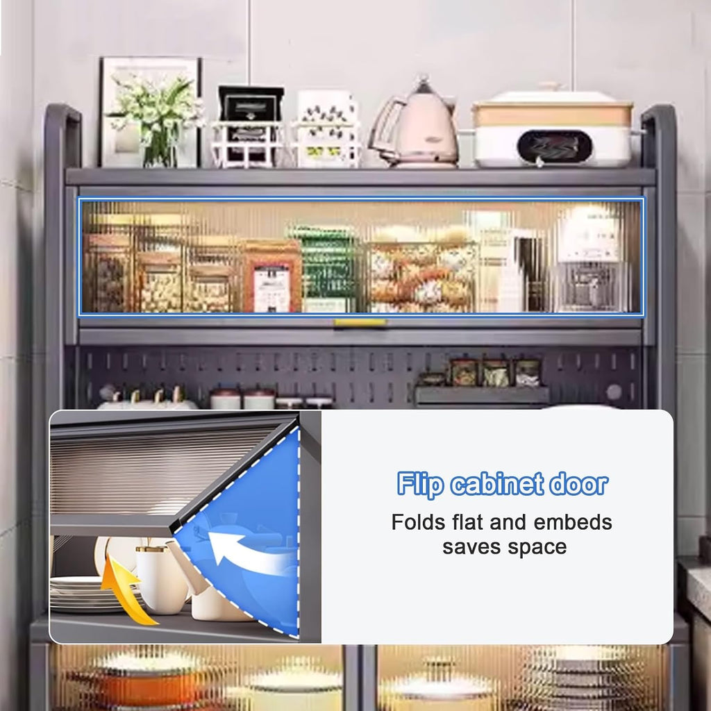 Kitchen Hutch Storage Cabinet, 5 Tier Bakers Rack, Microwave Hutch Cabinet with Storage for Coffee Machine & Bread Machine