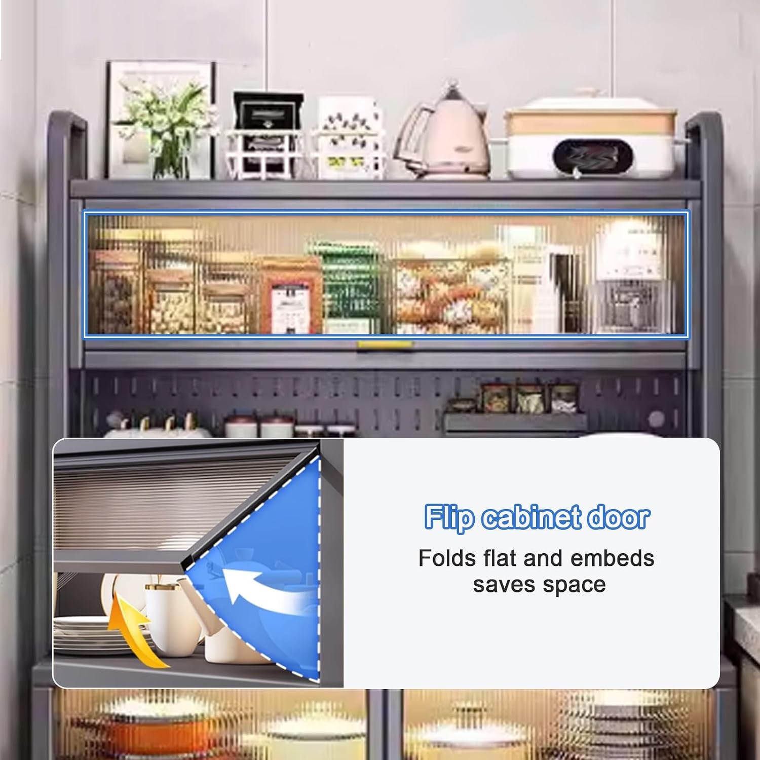 Kitchen Hutch Storage Cabinet, 5 Tier Bakers Rack, Microwave Hutch Cabinet with Storage for Coffee Machine & Bread Machine