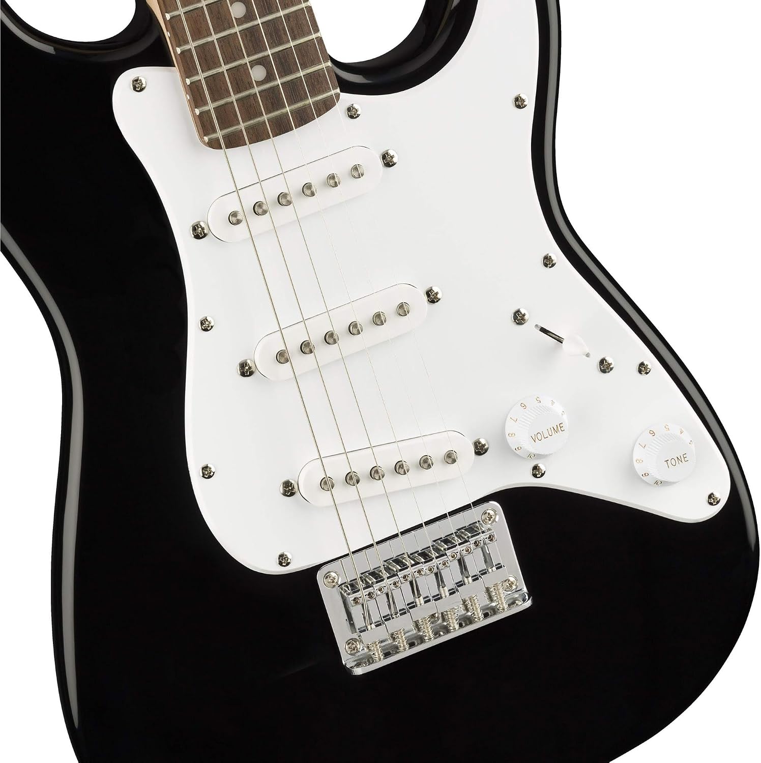 Fender Squier 3/4 Size Kids Mini Strat Electric Guitar Learn-to-Play Bundle with Strap, Picks, Fender Play Online Lessons, and Austin Bazaar Instructional DVD - Black