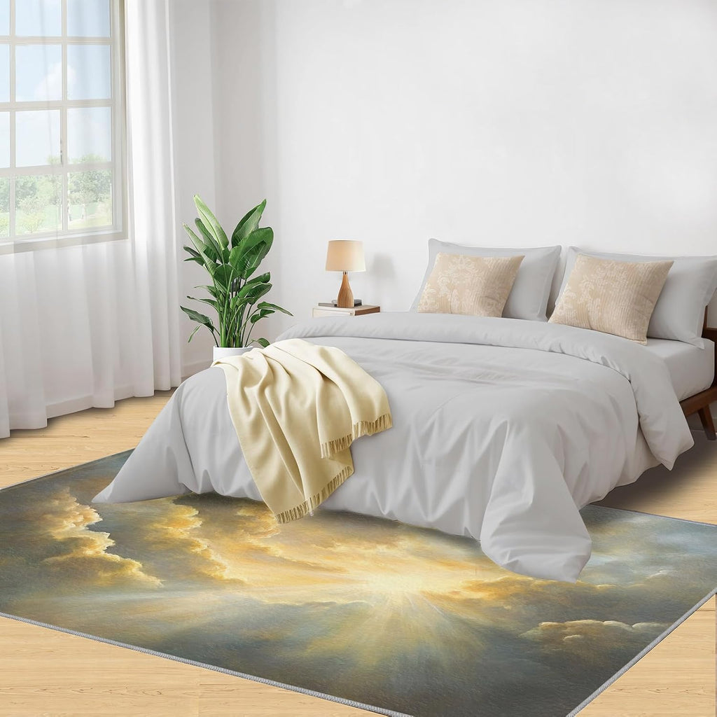 White Cloud Rug 6x8-6x8 Rug, Clouds Washable Rugs for Living Room, Kids Carpet, Fantasy Non-Slip Area Rugs for Bedroom, Clouds Carpet, Cloud Home Decor