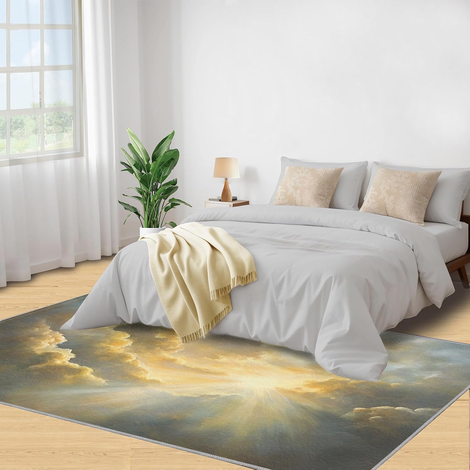 White Cloud Rug 6x8-6x8 Rug, Clouds Washable Rugs for Living Room, Kids Carpet, Fantasy Non-Slip Area Rugs for Bedroom, Clouds Carpet, Cloud Home Decor
