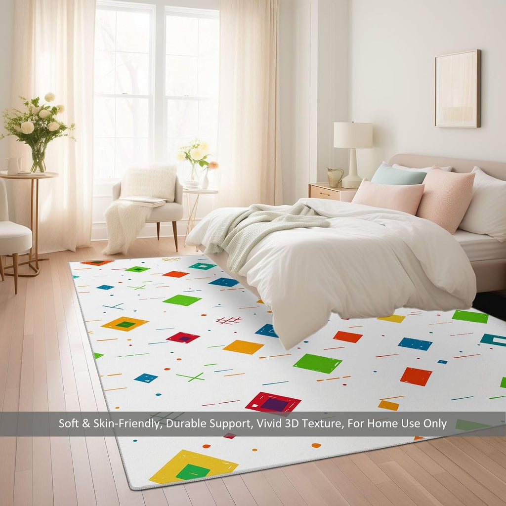 Geometric Rhombus Stripes Print 5 x 7 ft Area Rugs for Living Room, Soft Washable Rugs for Bedroom Non Slip Minimalist Carpet, Stain Resistant Throw Carpet for Office Nursery Dining Room