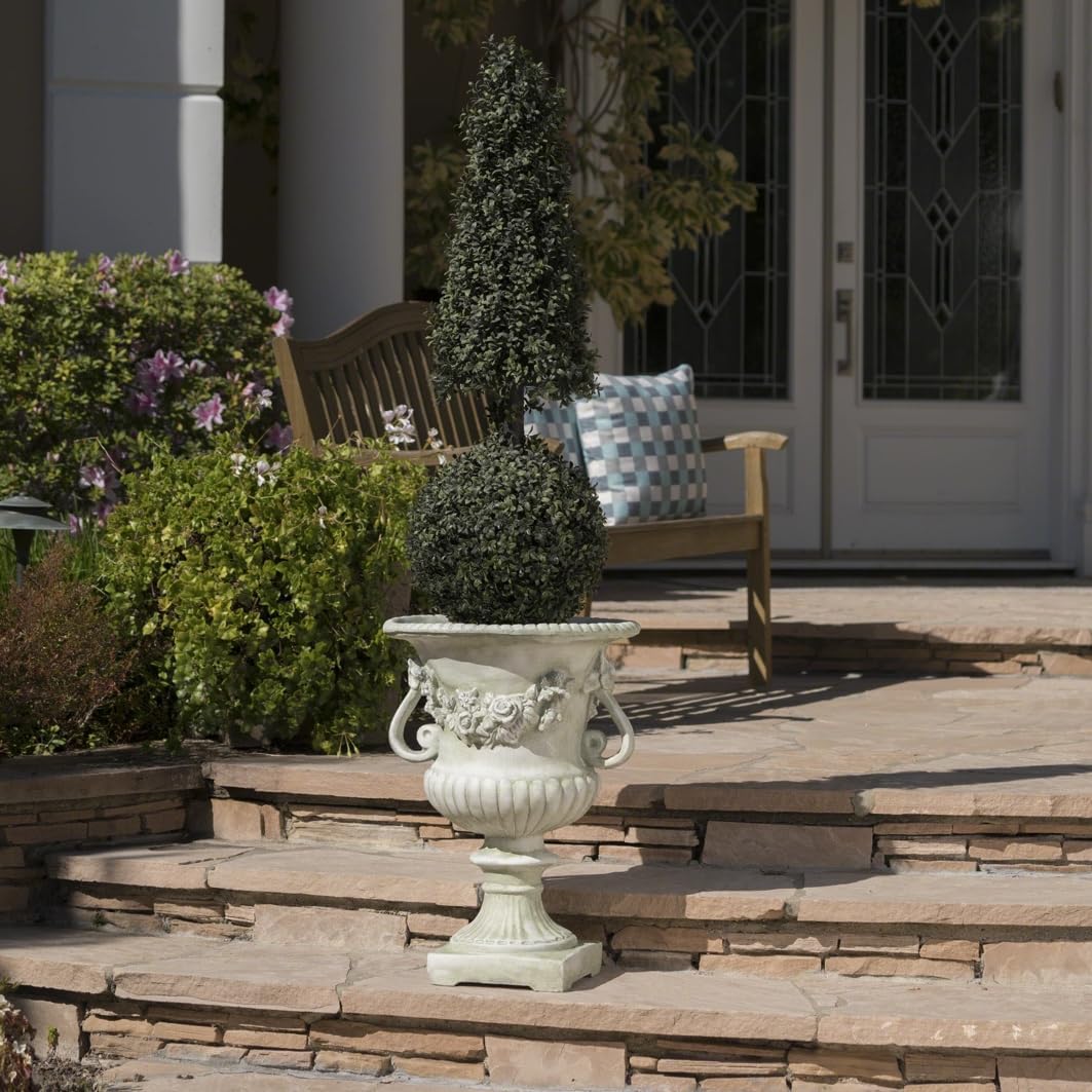17.3' W x 24' H White Magnesium Oxide Planter Pot - Ideal for Backyard, Patio, Garden Decor