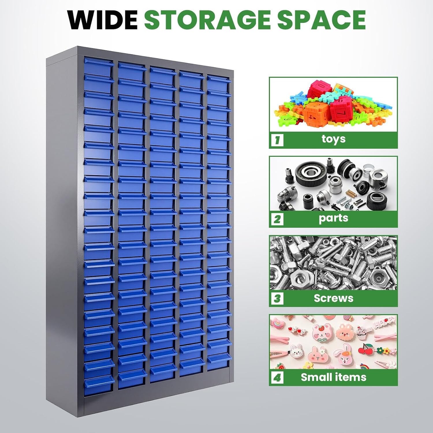 Nuts and Bolts Organizers and Storage 100Drawers - Nuts and Bolts Organizer | Stop Box Pro Design for Toy/Screw Storage | Workshop Must-Have (25.8x46.0 in)