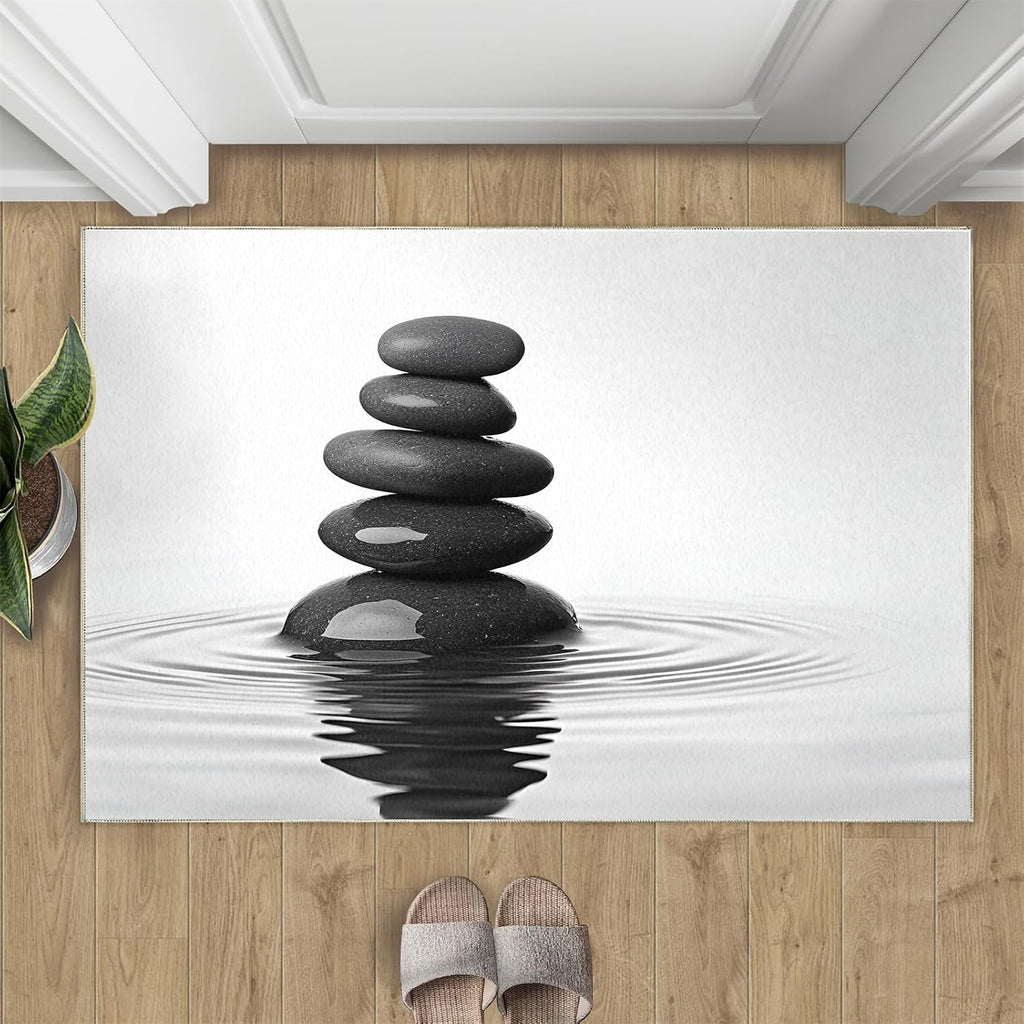 Meditation Rugs for Bedroom - 6x8 Area Rug - Zen Stone Rugs for Living Room, Mental Space Rug, Washable Home Decor Carpet
