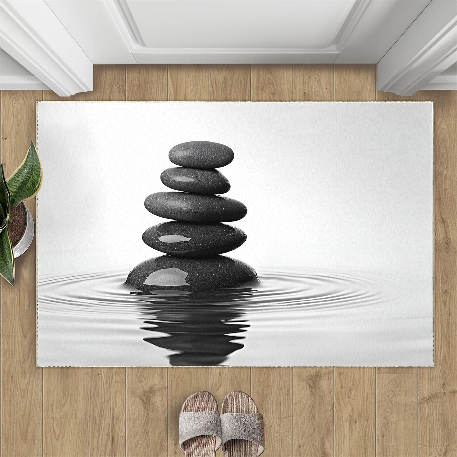 Meditation Rugs for Bedroom - 6x8 Area Rug - Zen Stone Rugs for Living Room, Mental Space Rug, Washable Home Decor Carpet