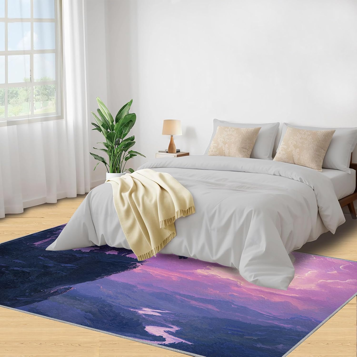 Dragon Rug 6x8, Castle Rugs for Bedroom, Dragon Area Rug, Home Decor Rugs for Living Room, Non-Slip Machine Washable Carpet