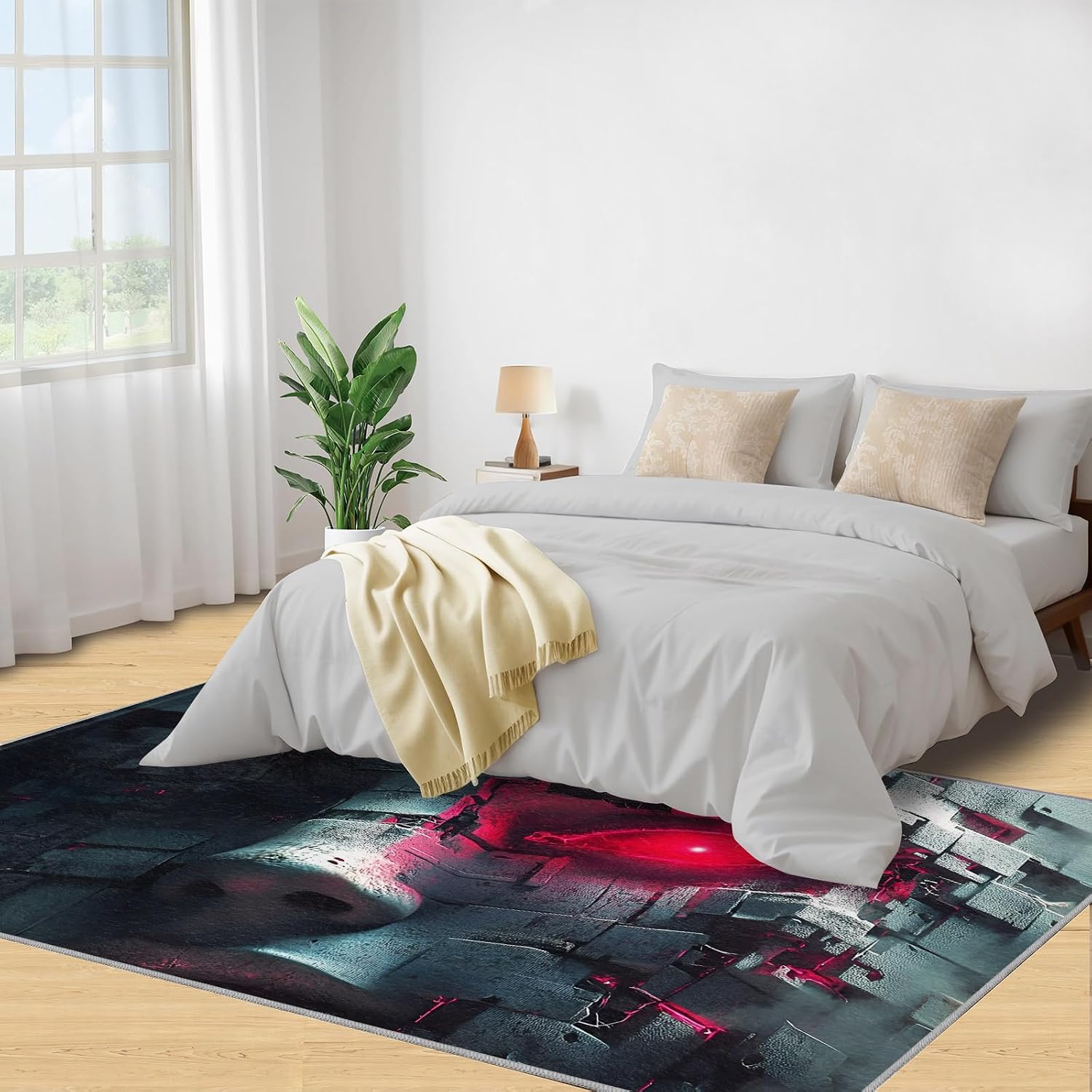 6x8 Digital Face Area Rug - Sci-Fi Face Large Rugs for Living Room, Carpet Area Rug for Girls Bedroom Kids Room Basement Office Classroom
