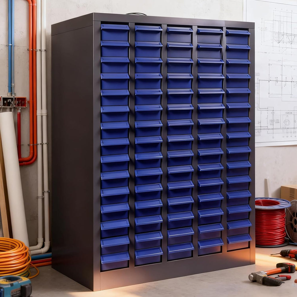 ABS-75 Drawer Parts Cabinet, Bolt, Nut and Tool Parts Cabinets, Alloy Steel Parts Cabinet with Labels and Shelves, Suitable for Garages, Basements, and Small Tool Storage