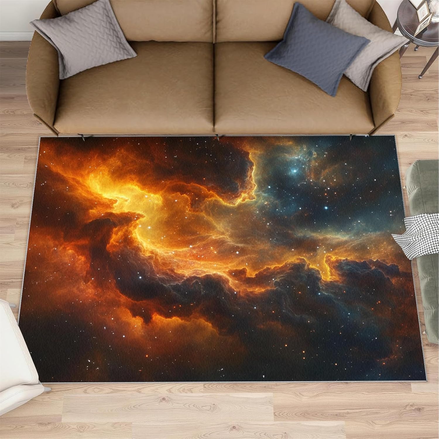 Cosmic Nebula Rug 6x8 - Starry Sky Large Rugs for Living Room, Galaxy Carpet Area Rug for Girls Bedroom Kids Room Basement Office Classroom