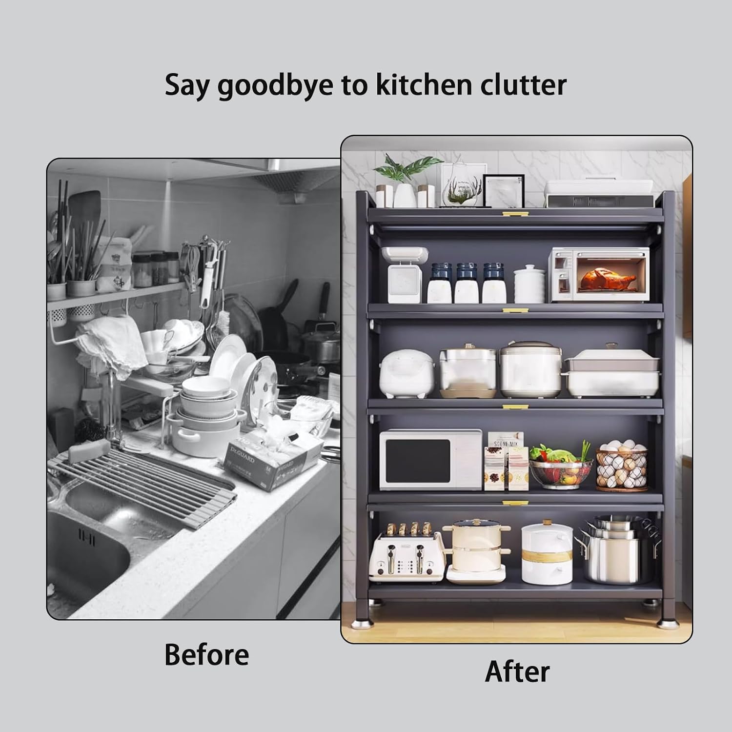 Bar Hutch, Bakers Rack with Flip Doors, Hutch for Kitchen Storage with Adjustable Feet for Living Room, Study, Bathroom
