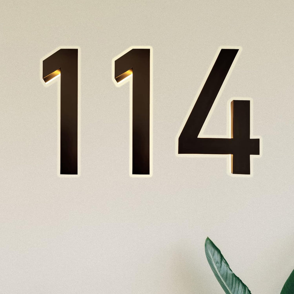 18' Backlit LED Home Address Number, Lighted Up House Numbers Plaques For Outside, Steel House Numbers Plaques With Lights For DIY Yard Outdoor,7