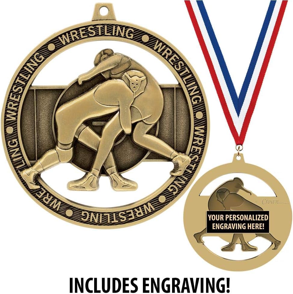 Crown Awards Wrestling Medals, 3' Massive Rimz Wrestling Award Medal with Custom Engraving Included