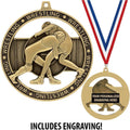 Crown Awards Wrestling Medals, 3' Massive Rimz Wrestling Award Medal with Custom Engraving Included