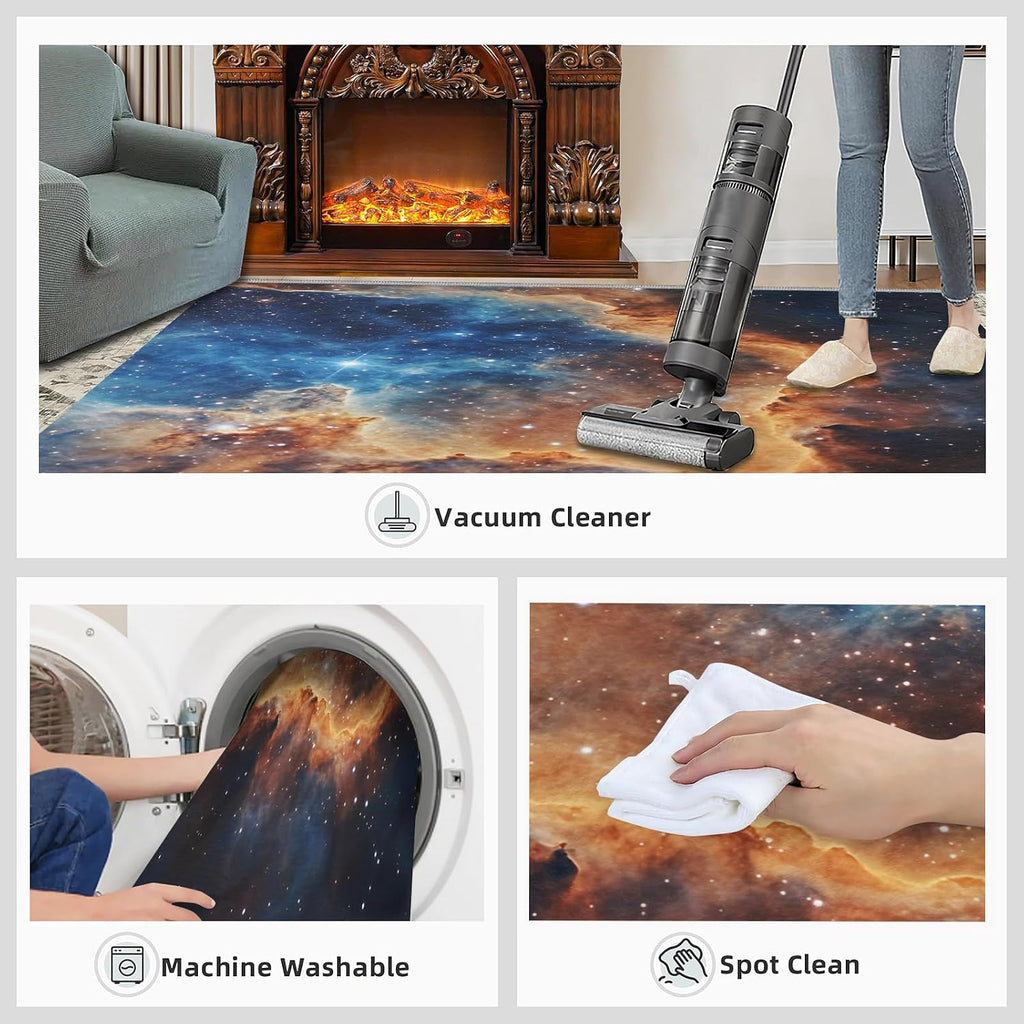 Fantasy Galaxy Rugs for Bedroom - 6x8 Rug, Universe Theme Area Rugs for Living Room, Boys Carpet, Starry Washable Mat, Galaxy Home Decor & Gifts