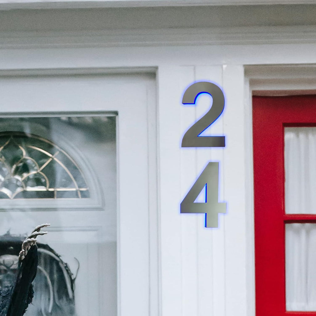 Steel Illuminated Address Number Sign For Outside - 18 Inch Backlit LED House Numbers Plaques With Lights - Modern Large Lighted House Number,4
