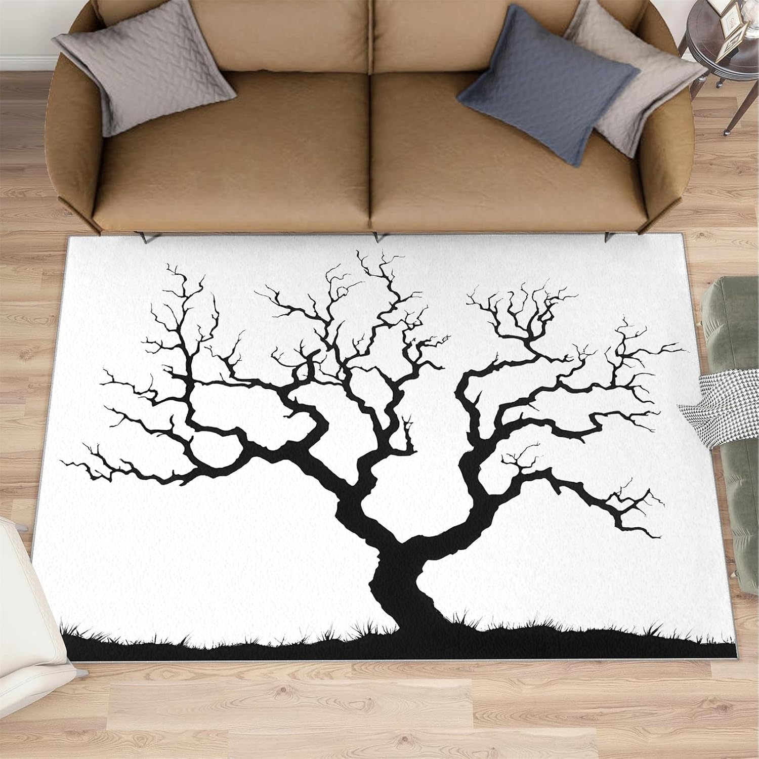 Dead Tree Area Rug 6x8, Tree Rugs for Living Room, Abstract Bedroom Rug, Machine Washable Rugs for Sofa Kitchen Dining, Non-Slip Home Decor Carpet