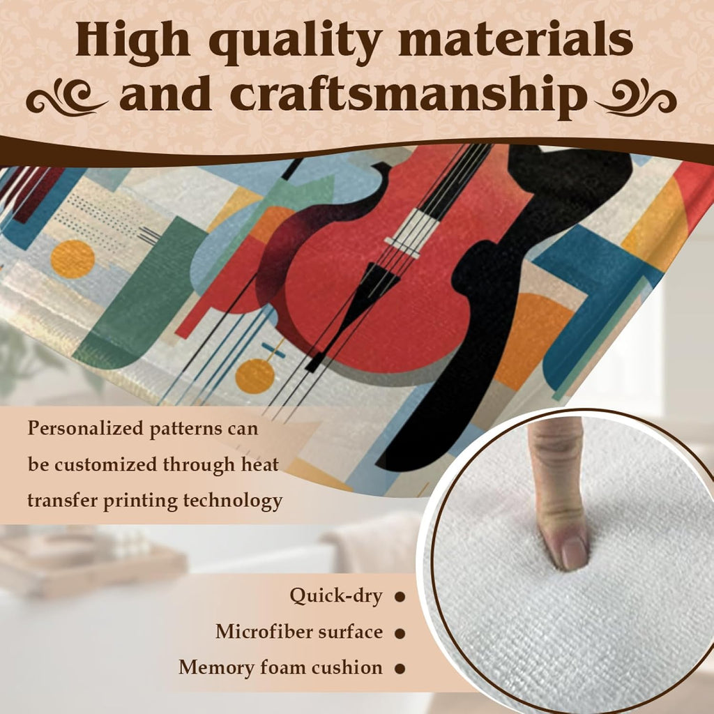 Guitar Rugs for Music Room - Guitar Rug, 6 ft x 8 ft, Abstract Colorful Musical Area, Multicolor, Washable & Non Slip & Soft Large Guitar Home Decor Gifts