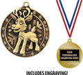 Crown Awards Reindeer Medals, 2' Gold Reindeer Medal Award with Free Custom Engraving