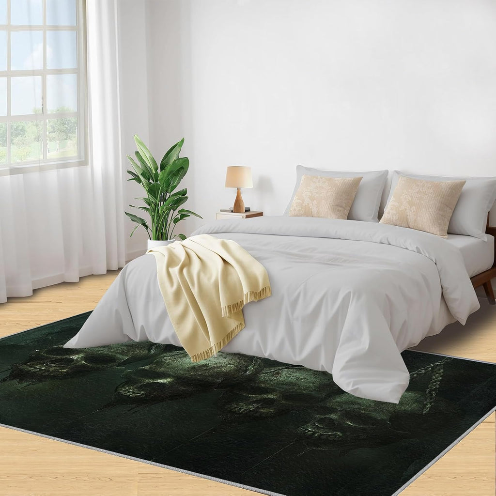 Decaying Skulls Area Rug 6x8 - Skull Large Rugs for Living Room, Horror Skeleton Carpet Area Rug for Girls Bedroom Kids Room Basement Office Classroom