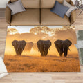 African Elephants Area Rug 6x8 - Grassland Elephant Herd Large Rugs for Living Room, Natural Scenery Carpet Area Rug for Girls Bedroom Kids Room Basement Office Classroom