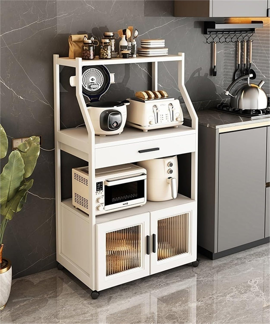 Modern Freestanding Display Storage Cabinet Kitchen Microwave Storage Shelf Standing Baker's Rack Floor Cabinet Storage Organizer Wine Rack for Living Room Kitchen,Living Room