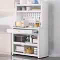 Kitchen Storage Rack with Doors Bakers Rack with Storage Cabinet Doors and Drawers, for Kitchen Dining Room Living Room(White,60 * 42 * 151cm)
