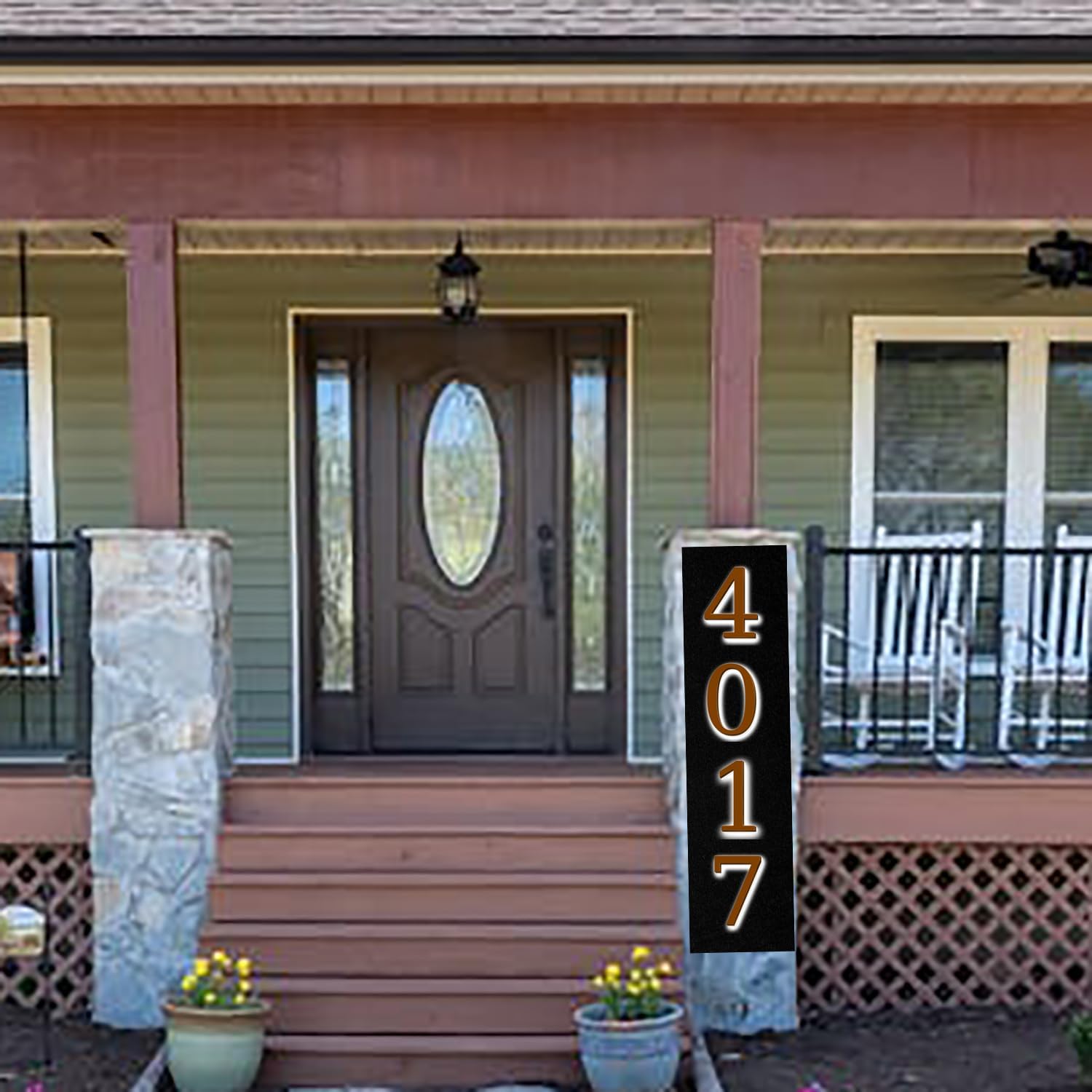 Illuminated LED House Numbers 20 Inch, Backlit LED Illuminated Address Number, Large Modern Lighted House Number For Outdoor, Metal Address Signs, Brown, White Light,Y
