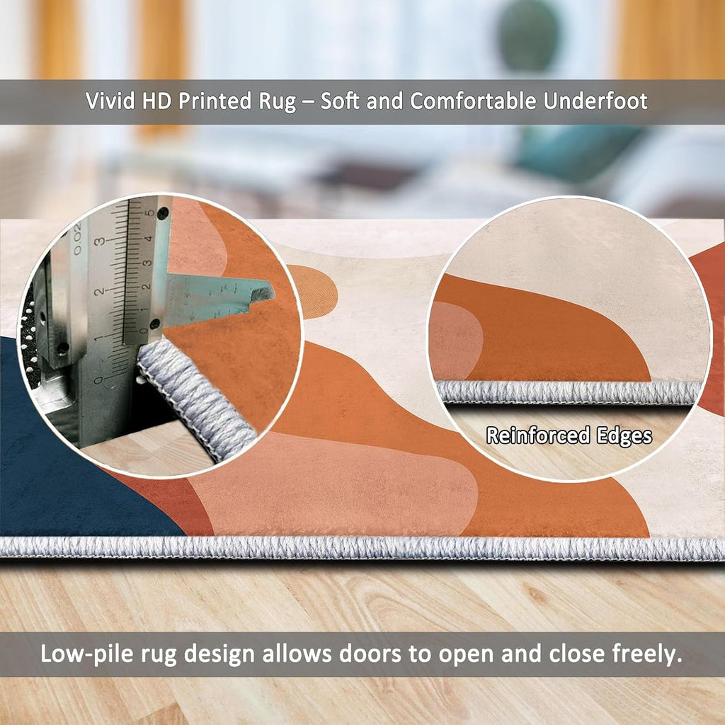 Minimalist Abstract Geometric Print 5 x 7 ft Area Rugs for Living Room, Soft Washable Rugs for Bedroom Non Slip Boho Carpet, Stain Resistant Throw Carpet for Office Nursery Dining Room