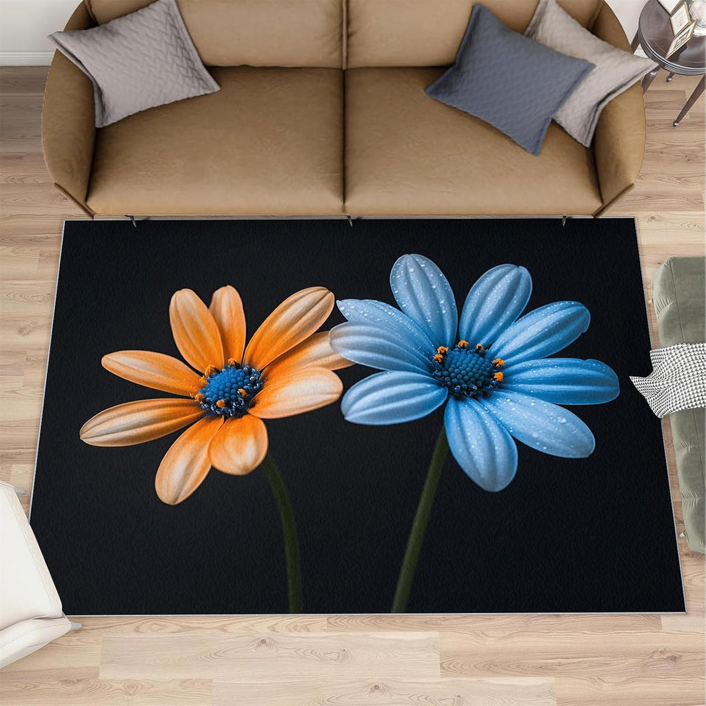 Flowers Area Rug 6x8 - Florals Large Rugs for Living Room, Florals Carpet Area Rug for Girls Bedroom Kids Room Basement Office Classroom