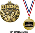 Diving Medals, 2' Gold Swim Team Diving Medal Award with Free Custom Engraving