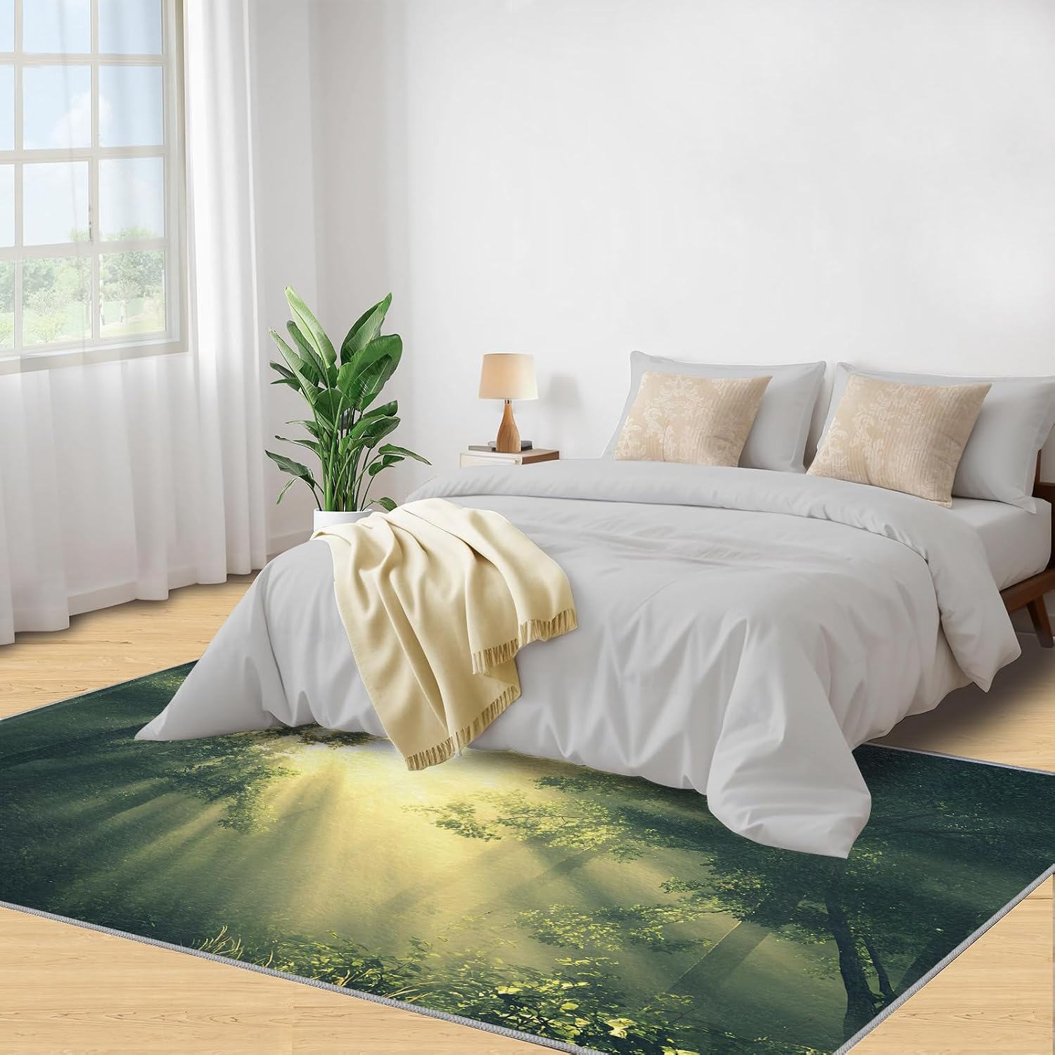 Forest Rug 6x8, Forest Rugs for Living Room, Natural Scenery Area Rug, Washable Rugs for Bedroom, Kitchen Dining Room Decor Carpet