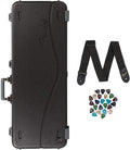Fender Deluxe Molded Strat/Tele Case - Black Bundle with Guitar Strap and Austin Bazaar Exclusive 24-Pack Picks