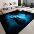 Abstract Art Low-Pile Washable Area Rug 4 x 6 ft, Bedroom Non-Slip Carpet Non-Shedding Living Room Rugs Misty Music Guitar Stripes Floor Carpet for Kids Nursery Room Office Dining Room