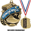 Honor Roll Medals - 1 1/2' Gold Honor Roll Medal, Great Academic Awards with Custom Engraving Prime