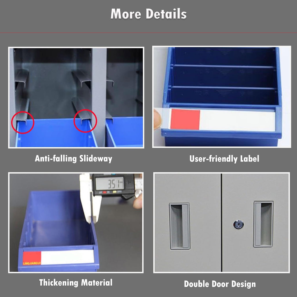 INTSUPERMAI Parts Cabinet Tools Storage Cabinet 60 Drawer Plastic Parts Organizer Plastic Storage Drawers 2 Dividers 5 Baffle