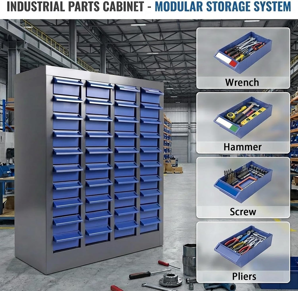 40 Drawers Parts Cabinet Organizer with Metal Frame and ABS Drawers - Bolt Organizer Storage for Nut and Bolt Hardware