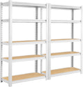 5 Tier White Storage Shelves - Adjustable Pantry Shelves Metal Closet Shelf, Heavy Duty Shelving Unit Utility Rack Organizer for Kitchen Closet Pantry Garage, 28' W x 12' D x 59' H, Set of 2