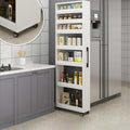 Slim Storage Cart with Wheels, Next to Fridge Storage Spice Rack, Kitchen Rolling Cart, Wood Storage Organizer for Kitchen, Bakers, Pantry, Dining Room (White,6' L x 18' W x 73' H)