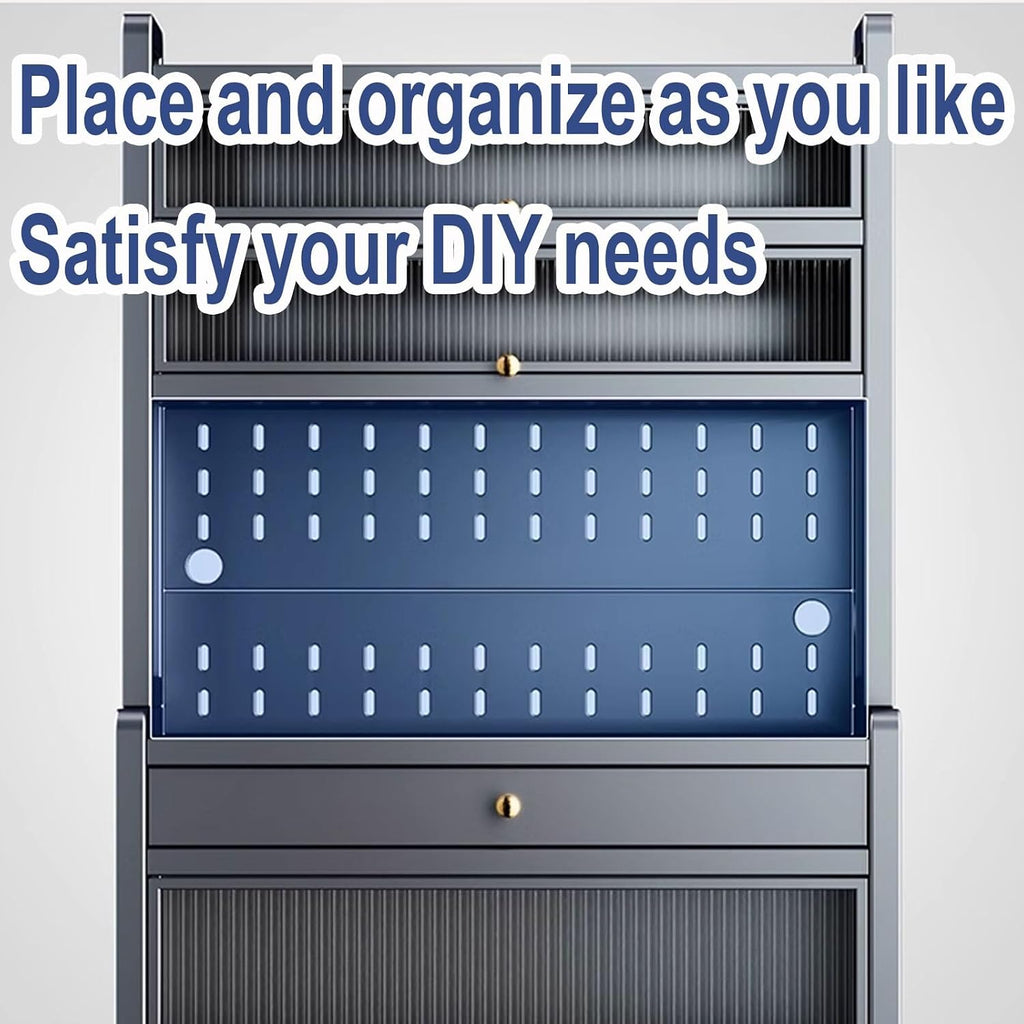 Microwave Stand with Storage Cabinet Made of Carbon Steel Baker's Rack with Rolling Wheels and 4 Hooks Kitchen Shelves for Spices, Pots, and Pans(Color:White,Size:60 * 42 * 172cm)