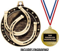Horseshoe Medals, 2' Gold Horseshoe Toss Medal Award with Free Custom Engraving