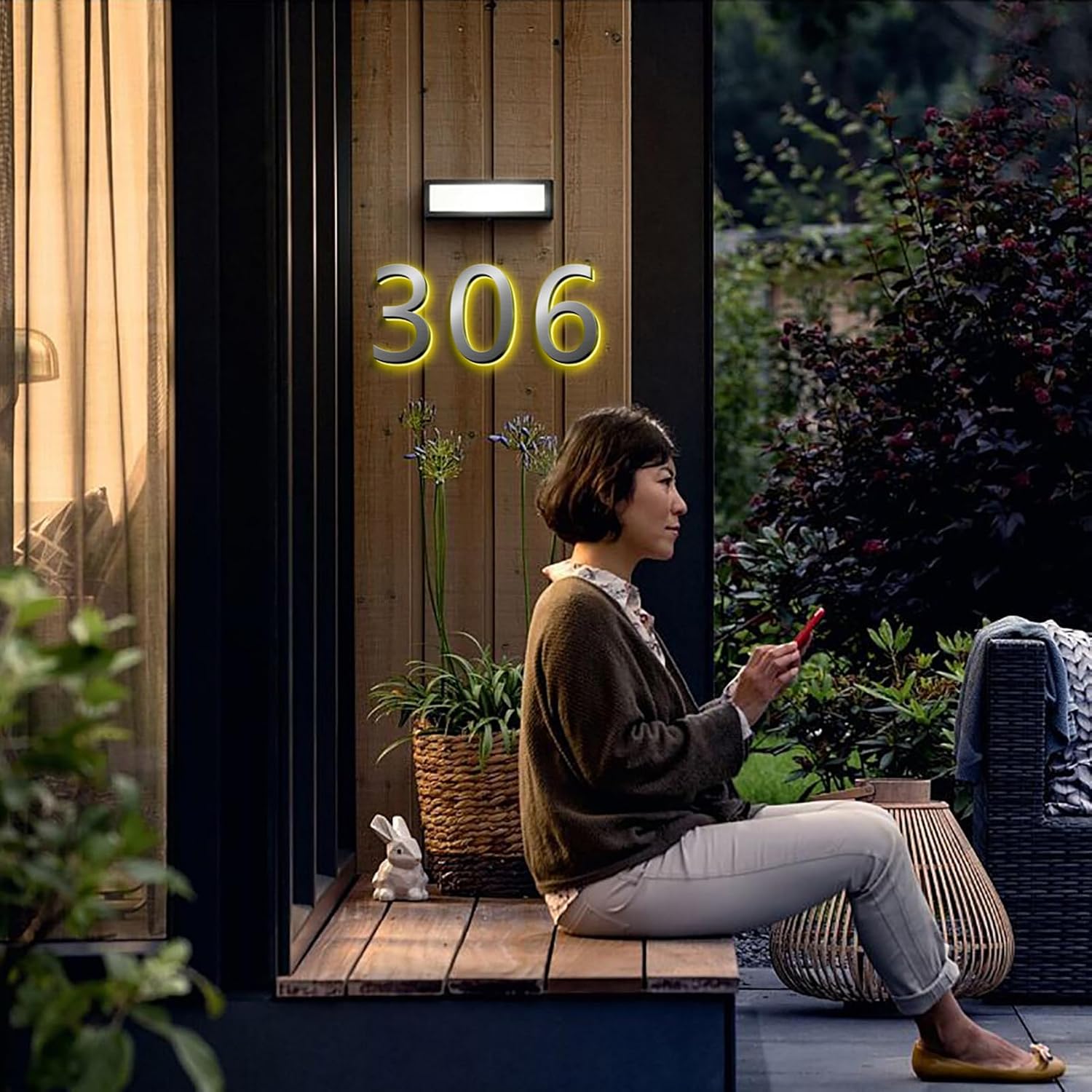 Illuminated Address Number For Outside, Backlit LED Address Numbers For House, Stainless Steel Lighted Up House Numbers, Waterproof, Weather Resistant,20 Inch/500mm,0
